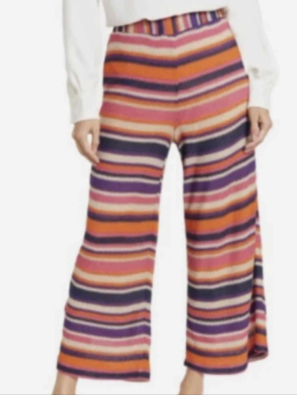 Trina Turk Multi-Color Striped Knit Top with Beige Lining - Picture 10 of 12